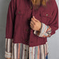 Double Take Striped Frayed Hem Corduroy Jacket