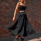 Elastic Waist Tiered Midi Skirt