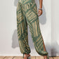 Perfee Smocked Slit Printed High Waist Pants