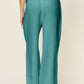 Double Take Full Size Texture Drawstring Wide Leg Pants