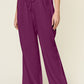 Double Take Full Size Texture Drawstring Wide Leg Pants