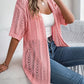 Openwork Open Front Half Sleeve Cardigan