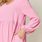 Double Take Full Size V-Neck Balloon Sleeve Tiered Dress with Pockets