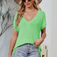 Color Block V-Neck Short Sleeve Knit Top