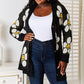 Perfee Floral Button Down Longline Cardigan