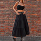 Elastic Waist Tiered Midi Skirt