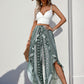 Perfee Slit Ruffled Geometric Wide Leg Pants