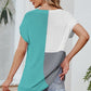 Color Block V-Neck Short Sleeve Knit Top