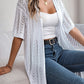 Openwork Open Front Half Sleeve Cardigan