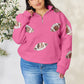 Full Size Sequin Football Half Zip Long Sleeve Sweatshirt