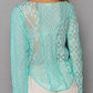 POL Exposed Seam Long Sleeve Lace Knit Top