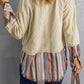 Double Take Striped Frayed Hem Corduroy Jacket