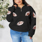 Full Size Sequin Football Half Zip Long Sleeve Sweatshirt