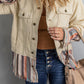 Double Take Striped Frayed Hem Corduroy Jacket