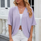 Eyelet Open Front Half Sleeve Cardigan