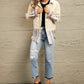 Double Take Striped Frayed Hem Corduroy Jacket