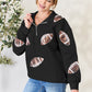 Full Size Sequin Football Half Zip Long Sleeve Sweatshirt