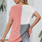 Color Block V-Neck Short Sleeve Knit Top