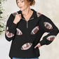 Full Size Sequin Football Half Zip Long Sleeve Sweatshirt