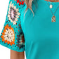 Geometric Round Neck Short Sleeve Blouse