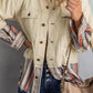 Double Take Striped Frayed Hem Corduroy Jacket