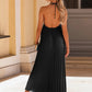 Backless Pleated Halter Neck Dress