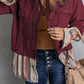 Double Take Striped Frayed Hem Corduroy Jacket