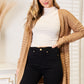 Woven Right Openwork Horizontal Ribbing Open Front Cardigan