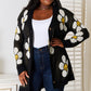 Perfee Floral Button Down Longline Cardigan