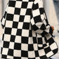 Double Take Full Size Checkered Button Front Coat with Pockets