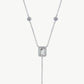 3 Carat 925 Sterling Silver Double Drop Pendant Necklace