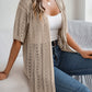 Openwork Open Front Half Sleeve Cardigan