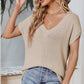 Color Block V-Neck Short Sleeve Knit Top