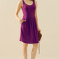 Doublju Full Size Round Neck Ruched Sleeveless Dress with Pockets