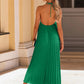 Backless Pleated Halter Neck Dress