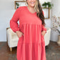 Double Take Full Size V-Neck Balloon Sleeve Tiered Dress with Pockets