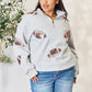 Full Size Sequin Football Half Zip Long Sleeve Sweatshirt