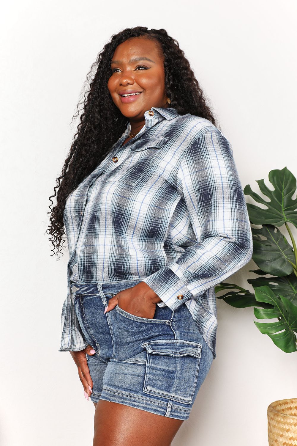 Mandy Plaid Dropped Shoulder Shirt