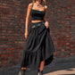 Elastic Waist Tiered Midi Skirt