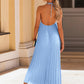 Backless Pleated Halter Neck Dress