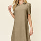 Double Take Full Size Texture Collared Neck Short Sleeve Dress