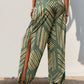 Perfee Smocked Slit Printed High Waist Pants