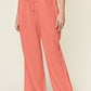 Double Take Full Size Texture Drawstring Wide Leg Pants