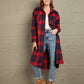 Ivy Lane Plaid Belted Button Down Longline Shirt Jacket