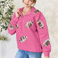 Full Size Sequin Football Half Zip Long Sleeve Sweatshirt