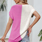 Color Block V-Neck Short Sleeve Knit Top