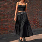 Elastic Waist Tiered Midi Skirt