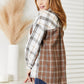 Double Take Plaid Contrast Button Up Shirt Jacket