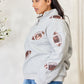 Full Size Sequin Football Half Zip Long Sleeve Sweatshirt