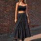 Elastic Waist Tiered Midi Skirt